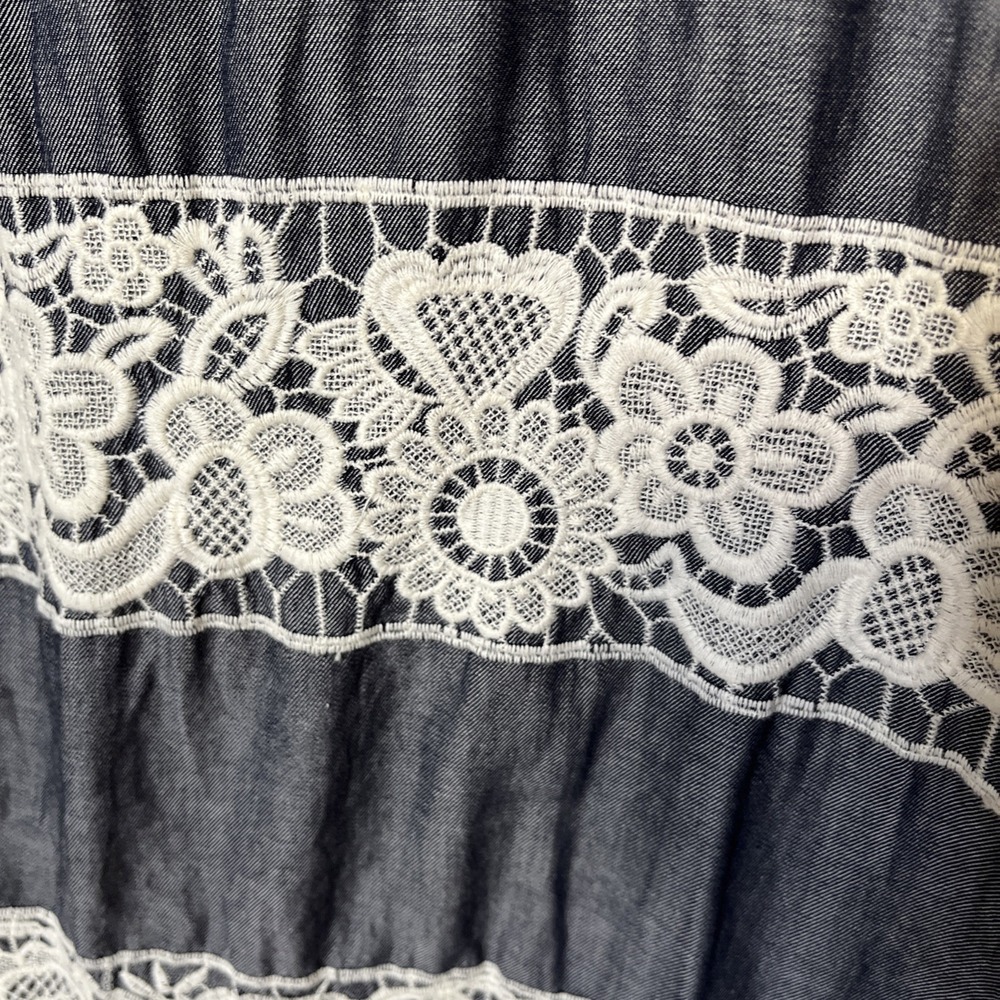 KARL LAGERFELD PARIS  Sleeveless Dress Denim Lace Size 8 Office Career‎ - Picture 7 of 9
